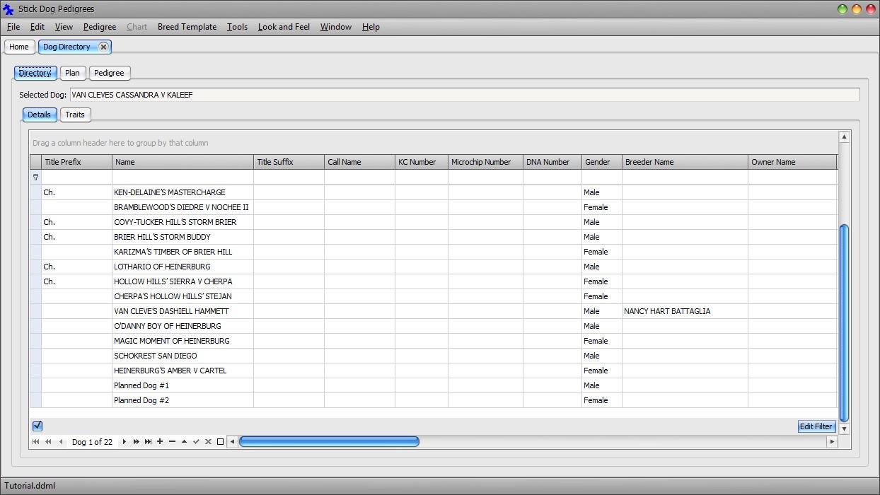 Dog Details List Panel 3