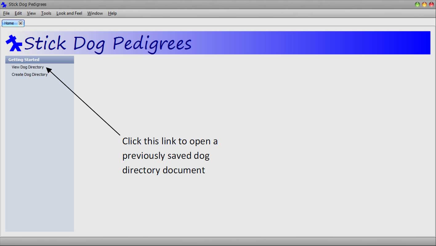 Open Previously Saved Dog Directory Document
